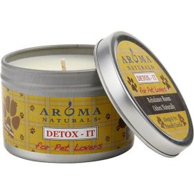 DETOX-IT AROMATHERAPY by ONE 2.5x1.75 inch SOY/BEESWAX BLEND AROMATHERAPY CANDLE FOR PET LOVERS. REBALANCE ROOM ODORS WITH NATURAL BEESWAX, SUNFLOWER