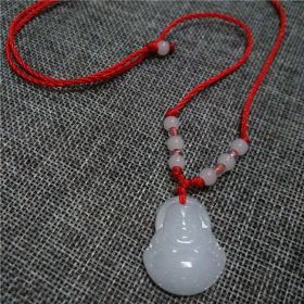 Glass Buddha Guanyin Red Rope Pendant Necklace For Men And Women (Style: Buddha, Color: White)