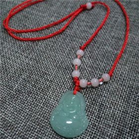 Glass Buddha Guanyin Red Rope Pendant Necklace For Men And Women (Style: Buddha, Color: Light Green)