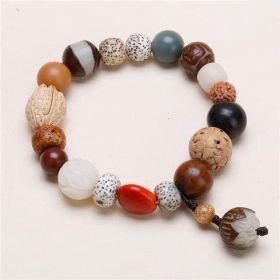 Male And Female Buddha Beads Bracelet Vajra Bodhi (Color: Lotus bless peace)
